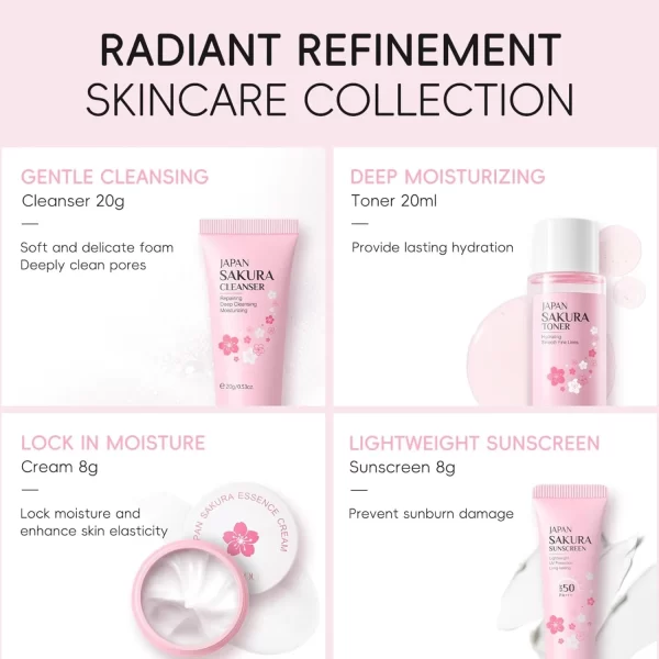 11-Piece Sakura Skincare Gift Set for Teen Girls & Women - Image 2