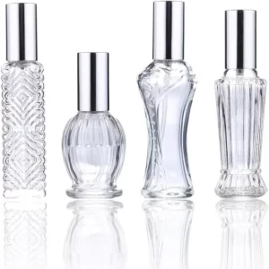 Set of 4 Vintage Refillable Glass Perfume Bottles