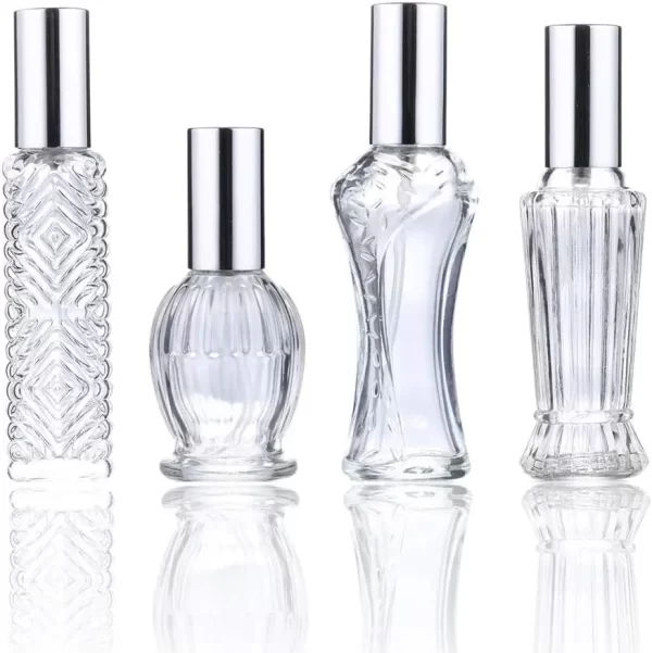 Set of 4 Vintage Refillable Glass Perfume Bottles