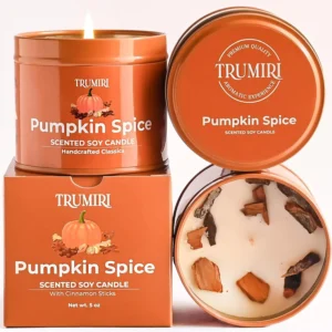 Pumpkin Spice Scented Candle – Fall & Thanksgiving Cinnamon Soy Candle for Home