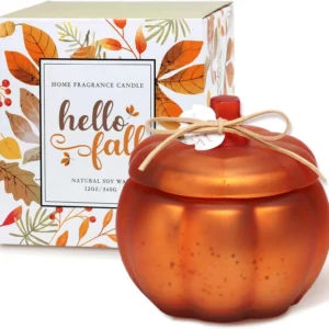 Pumpkin Spice Fall Candle – Pumpkin-Shaped Scented Candle for Thanksgiving & Autumn Decor